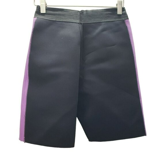 Curves Waist Trimmer Women's Black Purple Neoprene Fitness Workout Shorts Medium - Picture 3 of 5
